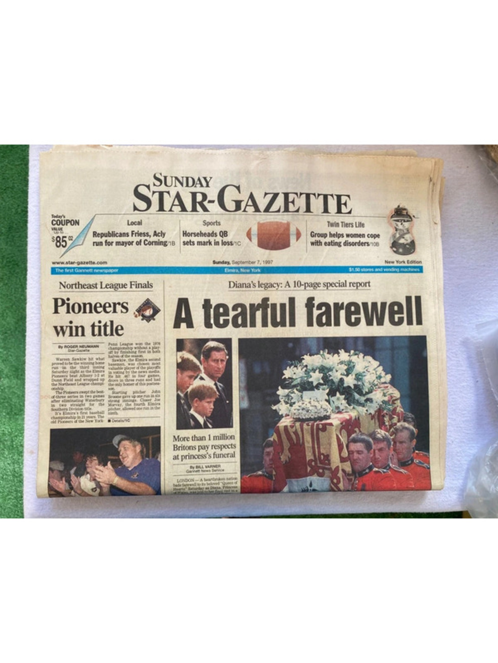 "A tearful farewell" Sept 7, 1997 Diana, Princess of Wales